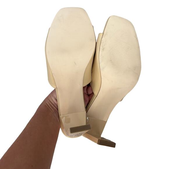 JustFab Kieran Mule Heeled Sandal – Beige Neutral Block Heel – Size 8.5 - Picture 7 of 9